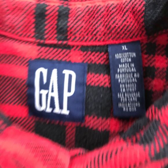 VINTAGE Gap Shirt Mens XL Red Buffalo Plaid Button Up 90s Grunge Faded Outdoors - Picture 2 of 13